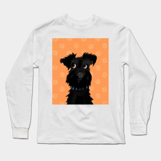 Black Miniature Schnauzer Dog with Orange Daisies Long Sleeve T-Shirt